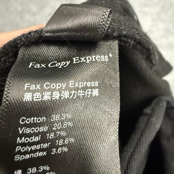 Fax Copy Express Cowboy Denim Jeans Women Medium Black Super Stretch Bootcut NEW - Picture 10 of 15
